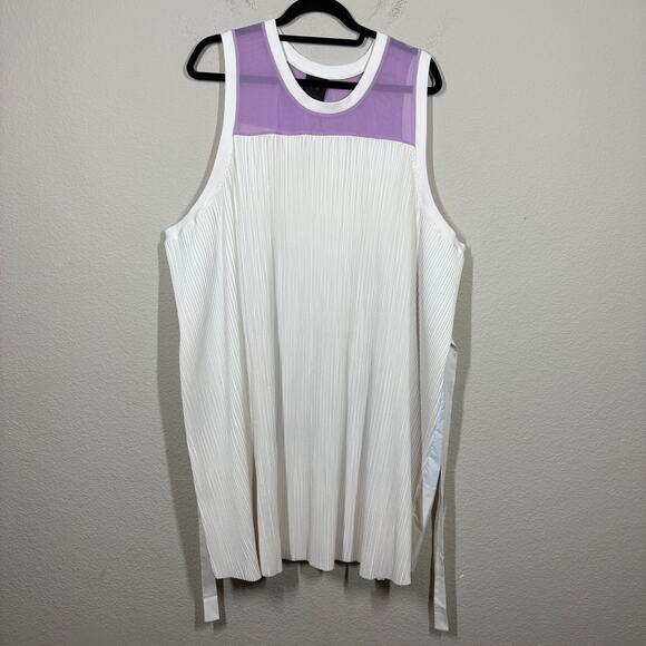 Nike Air Jordan Plus 3X Engineered Tie Dress White Purple Pleated Sleeveless - Picture 3 of 11